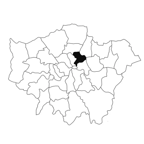 大伦敦省哈克尼的白底地图 英国大伦敦行政地图上用黑色标出的单县地图 — 图库照片