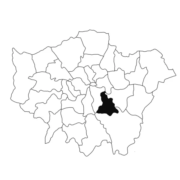 大伦敦省洛威萨姆的白底地图 英国大伦敦行政地图上用黑色标出的单县地图 — 图库照片