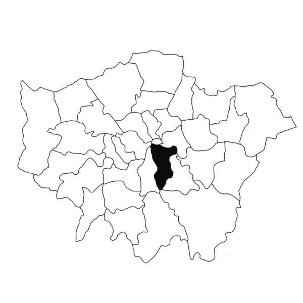 白い背景のグレーターロンドン州のサウスワークの地図 イギリスのグレーター ロンドンの黒い色で強調された単一の郡の地図 — ストック写真