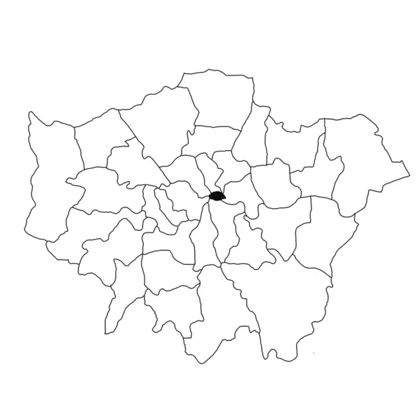 Mapa Londynu Prowincji Greater London Białym Tle Mapa Hrabstwa Zaznaczona — Zdjęcie stockowe