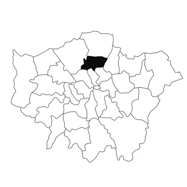大伦敦省白人背景的Haringey地图 英国大伦敦行政地图上用黑色标出的单县地图 — 图库照片