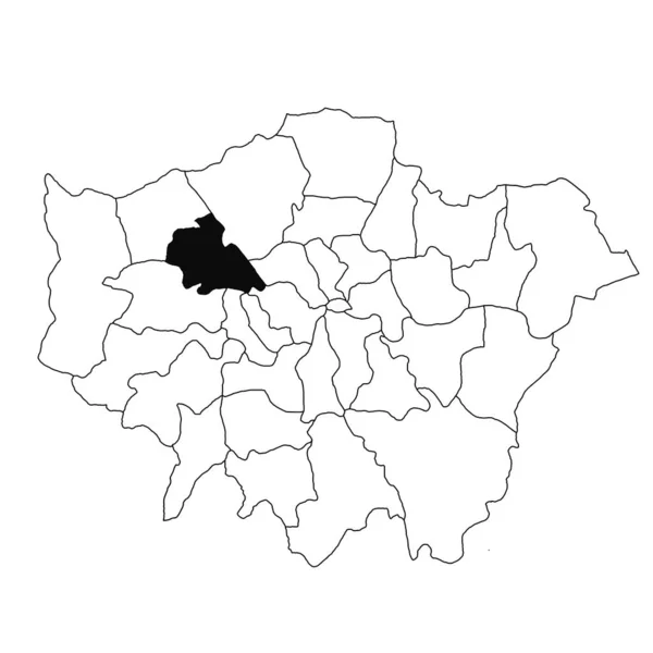 大伦敦省白底布伦特地图 英国大伦敦行政地图上用黑色标出的单县地图 — 图库照片