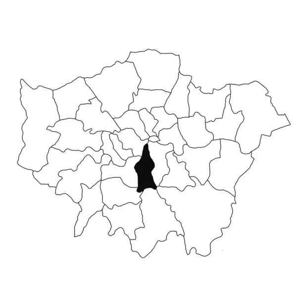 Mapa Lambeth Prowincji Greater London Białym Tle Mapa Hrabstwa Zaznaczona — Zdjęcie stockowe