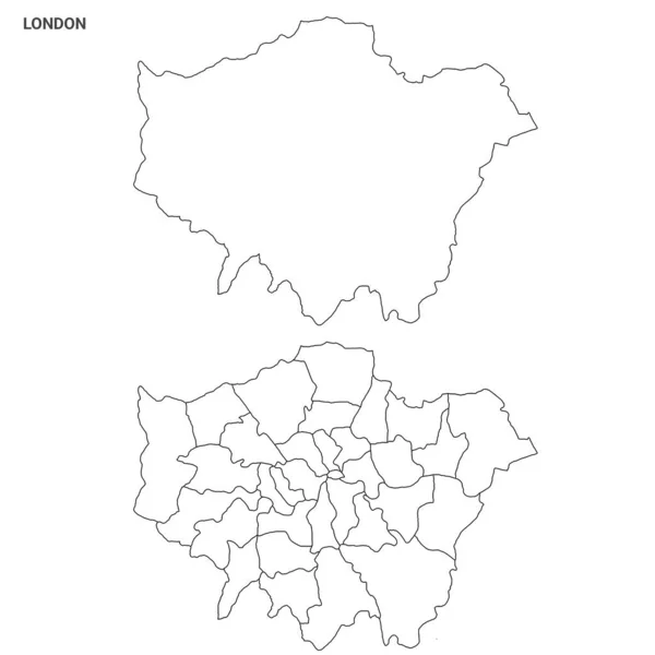Ensemble Cartes Administratives Grand Londres Contour Des Comtés Arrondissements Vierges — Photo