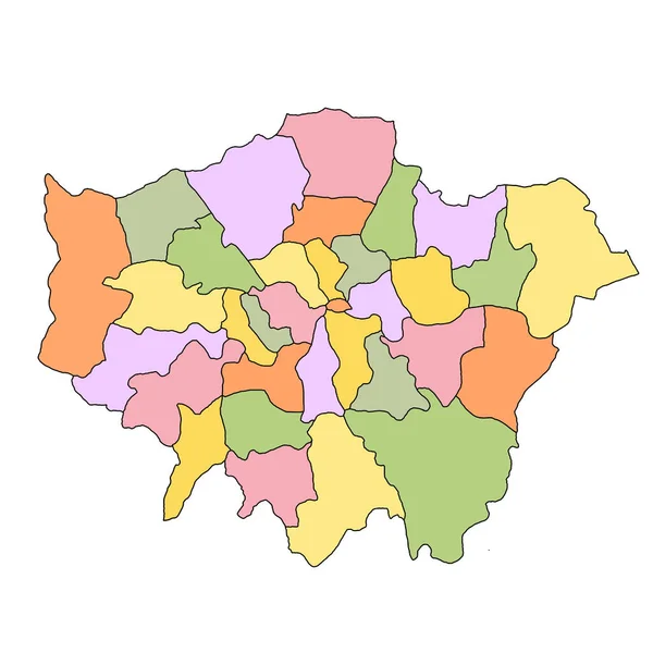 Karta Över Greater London Region England Med Gränser För Ceremoniella — Stockfoto