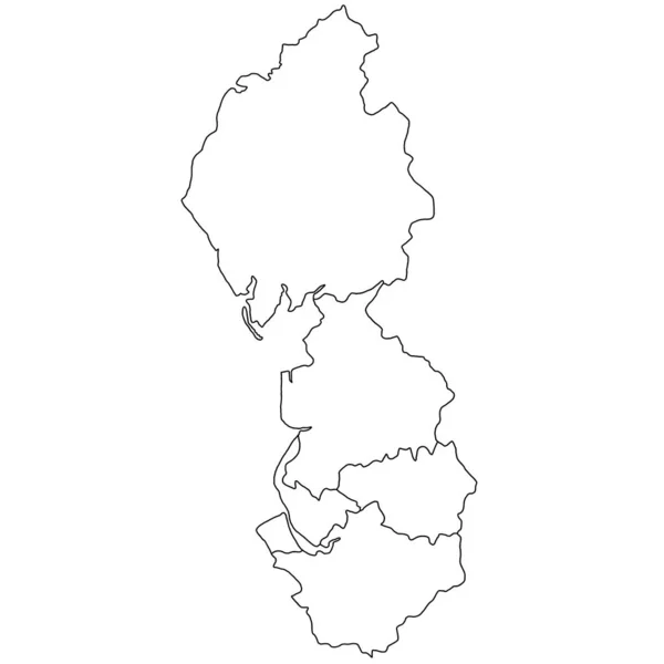 英格兰西北部白种人背景的礼仪县地图 英格兰西北部行政地图上用黑色标出的单县地图 — 图库照片