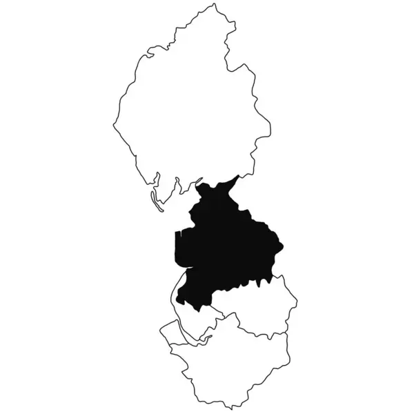 英格兰西北部的兰开夏郡地图 背景为白色 英格兰西北部行政地图上用黑色标出的单县地图 — 图库照片