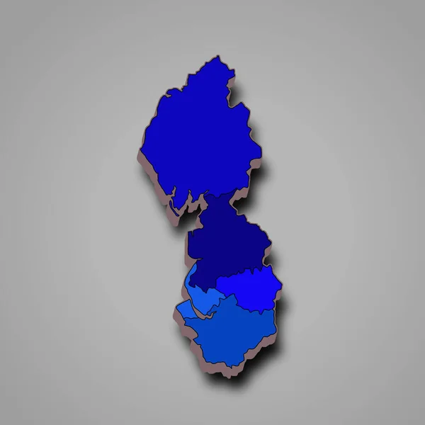 Renderização Noroeste Inglaterra Mapa Administrativo Isolado Fundo Branco Regiões Reino — Fotografia de Stock