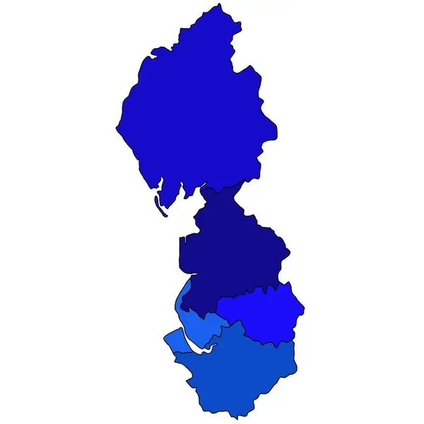 Niebieska Mapa Północno Zachodniej Anglii Jest Regionem Anglii Granicami Hrabstw — Zdjęcie stockowe