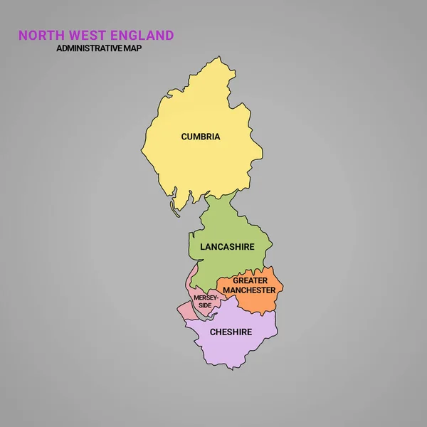Kuzey Batı Ngiltere Idari Politik Haritası Modern Harita Kuzey Batı — Stok fotoğraf