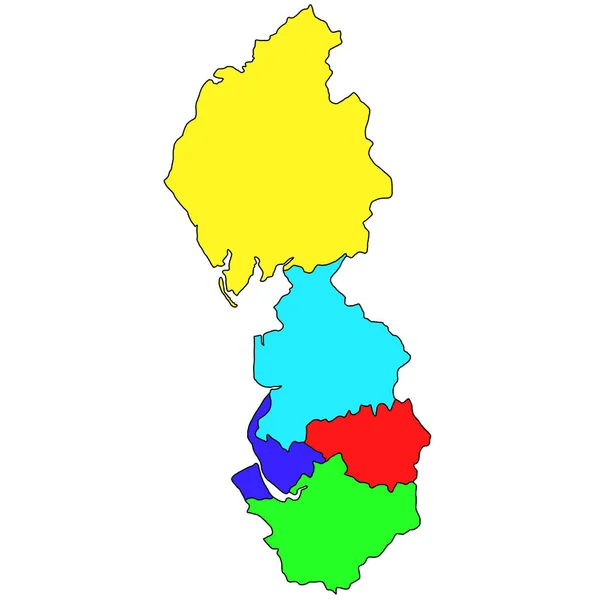 英格兰西北部的彩色地图是英格兰的一个地区 与礼仪县接壤 色彩各异 — 图库照片