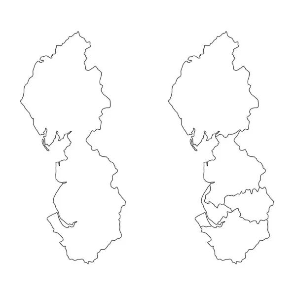 西北英格兰行政地图设置空白轮廓图 — 图库照片