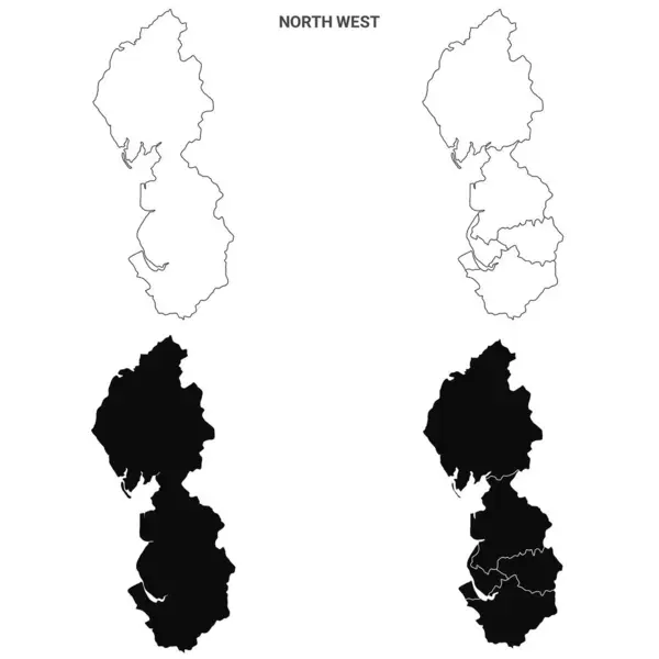 North West England Administrative Map Set Κενό Σχέδιο Χάρτη — Φωτογραφία Αρχείου