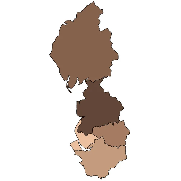 Brązowa Mapa Północno Zachodniej Anglii Region Anglii Granicami Hrabstw Ceremonialnych — Zdjęcie stockowe