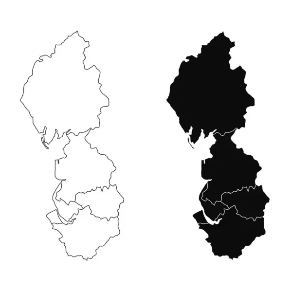 Північно Західна Англія Набір Адміністративних Карт Порожня Контурна Карта — стокове фото