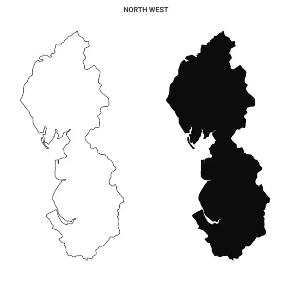 西北英格兰行政地图设置空白轮廓图 — 图库照片