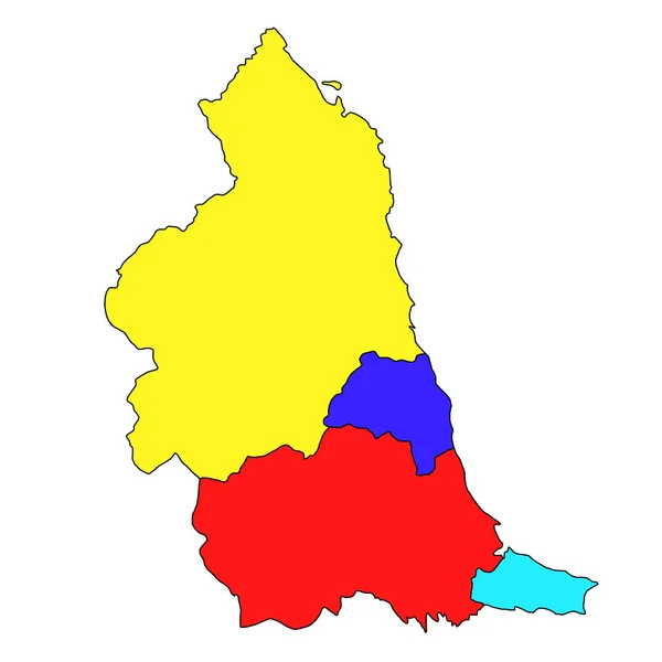 Pestrobarevná Mapa Severovýchodní Anglie Regionem Anglie Hranicemi Obřadních Krajů Odlišnou — Stock fotografie