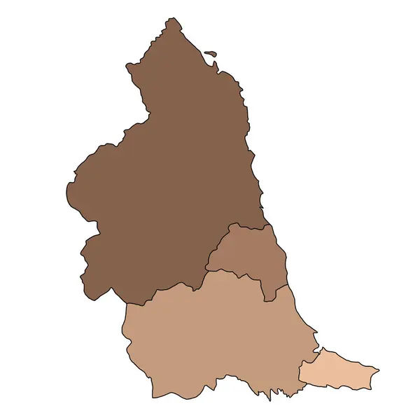 Vysoce Kvalitní Hnědá Mapa Severovýchodní Anglie Oblast Anglie Hranicemi Obřadních — Stock fotografie