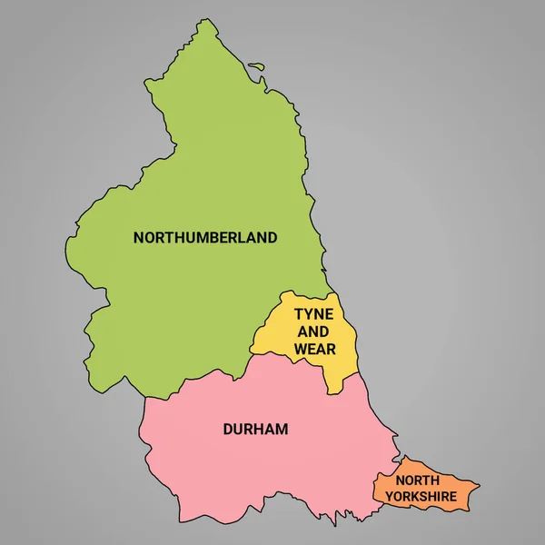 3D绘制英格兰东北部的高质量地形图是英格兰的一个地区 与礼仪县接壤 颜色各异 — 图库照片