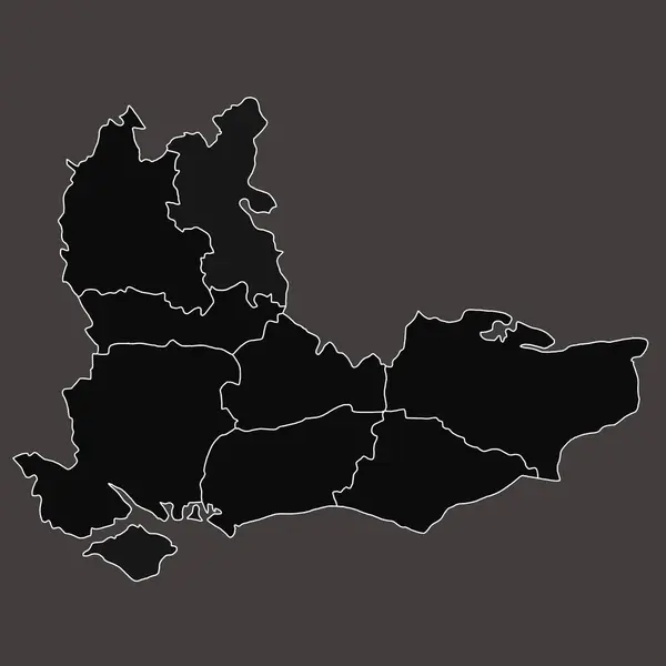남동부 잉글랜드의 지도는 카운티의 경계와 영국의 지역입니다 — 스톡 사진