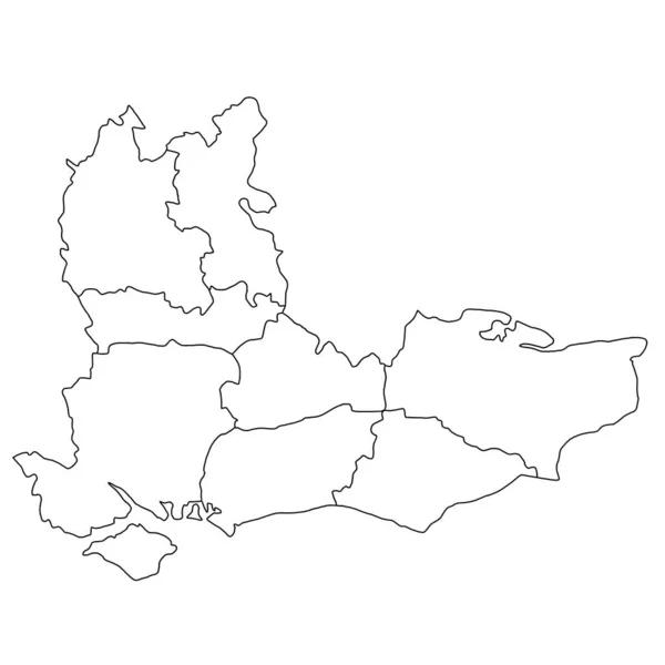 Mapa Blanco Los Condados Ceremoniales Del Sudeste Inglaterra Mapa Ilustrativo —  Fotos de Stock