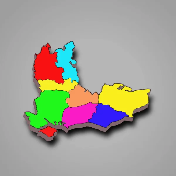 Rendering Högkvalitativ Flerfärgad Karta Över Sydöstra England Region England Med — Stockfoto