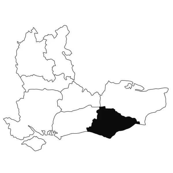 Χάρτης Του East Sussex Στην Επαρχία Της Νοτιοανατολικής Αγγλίας Λευκό — Φωτογραφία Αρχείου