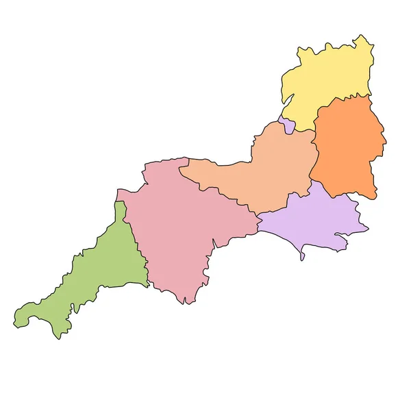 Simple Map South West England Region England Borders Ceremonial Counties — Stock Photo, Image