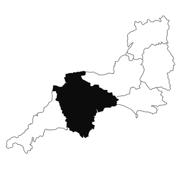 Mappa Del Devon Nella Provincia South West England Sfondo Bianco — Foto Stock