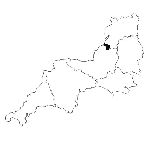南西イングランドの白い背景にあるブリストルの地図 イングランド南西部の行政マップに黒い色でハイライトされた単一の郡の地図 — ストック写真