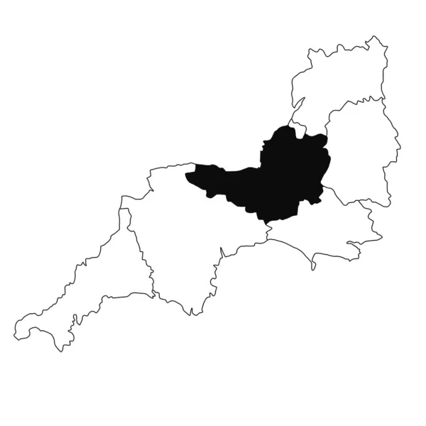 西南英格兰省萨默塞特白底地图 西南地区行政地图上用黑色标出的单县地图 — 图库照片
