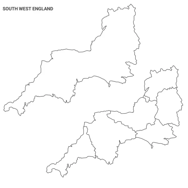 Набор Карт Юго Запада Англии Бланк Карты Контура — стоковое фото