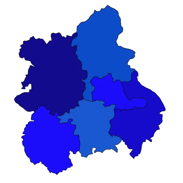 西米德兰的蓝色地图英格兰是英格兰的一个地区 与礼仪县的边界和不同的颜色 — 图库照片