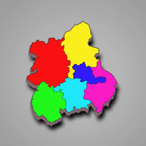 Colourful Map West Midlands England Region England Borders Ceremonial Counties — Stock Photo, Image