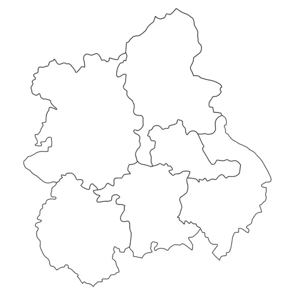 West Midlands Inglaterra Cerimonial Condados Mapa Branco Mapa Ilustração Detalhado — Fotografia de Stock