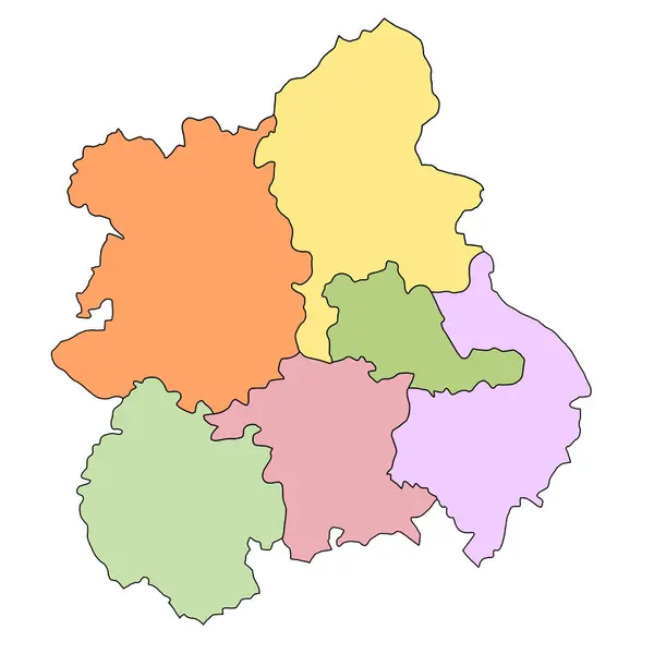 西米德兰地图英格兰是英格兰的一个地区 与礼仪县的边界和不同的颜色 — 图库照片