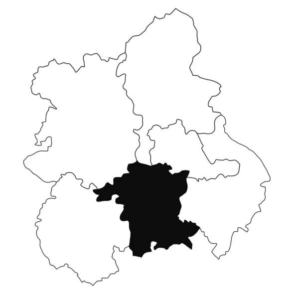 イギリス西ミッドランド州のウースターの白い背景の地図 ウェスト ミッドランズ イングランドの行政地図に黒い色でハイライトされた単一の郡図 — ストック写真