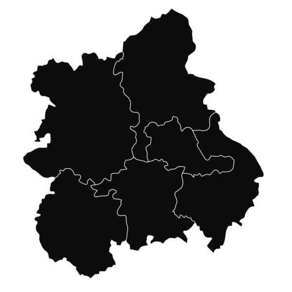 英格兰西米德兰的黑色地图是英格兰的一个地区 与礼仪县的边界和不同的颜色 — 图库照片