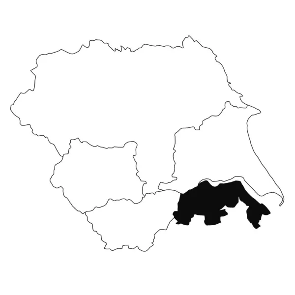 ヨークシャーの南リンカンシャーとハンバー県の白い背景の地図 ヨークシャーとハンバー イングランドの行政地図に黒い色で強調された単一の郡地図 — ストック写真