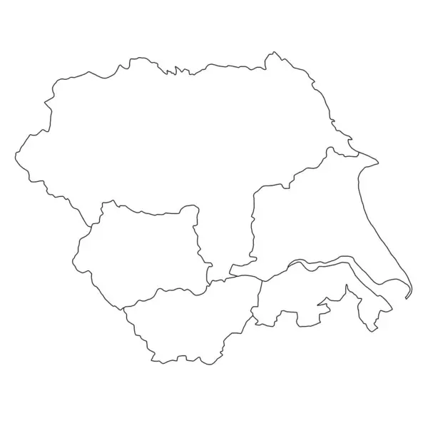 План Йоркшира Хамбера Регион Англии Границами Церемониальных Графств — стоковое фото