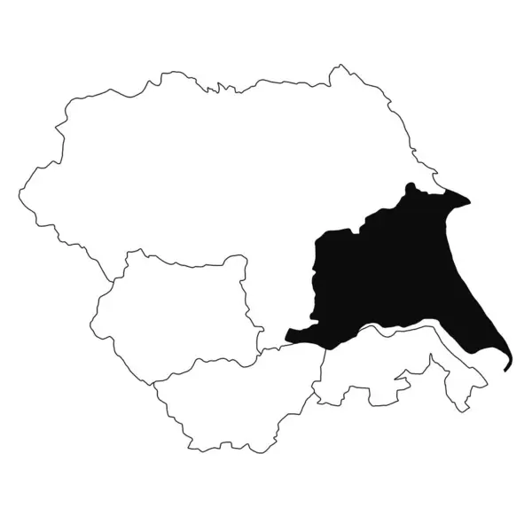 约克郡东部骑行图 约克郡和亨伯省的白色背景地图 英国约克郡和亨伯郡行政地图上用黑色标出的单县地图 — 图库照片