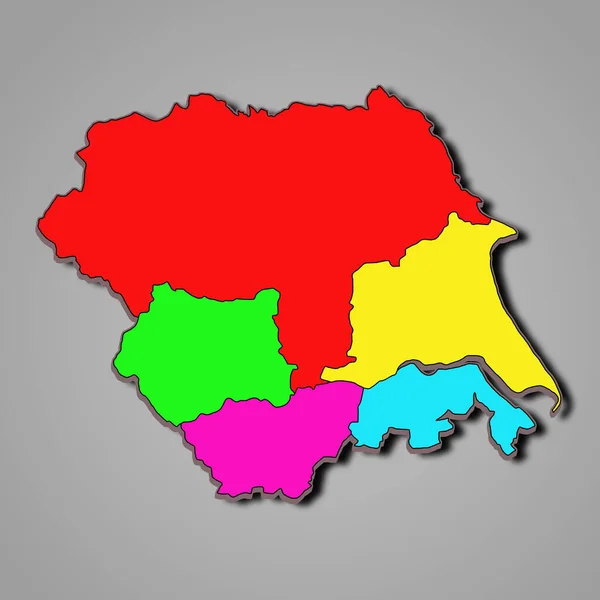 Mapa Yorkshire Humber Oblast Anglie Hranicemi Obřadních Krajů Různé Barvy — Stock fotografie