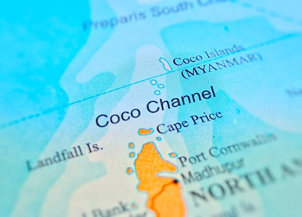 Coco channel on a map of India with blur effect.