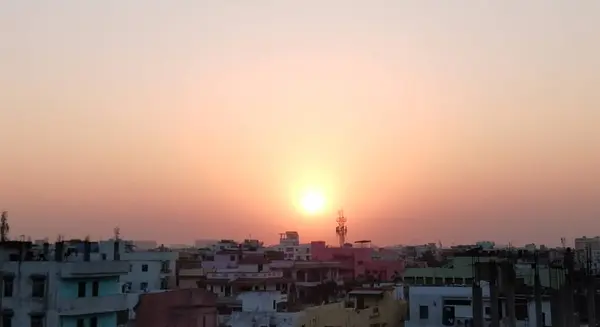 Widok Zachodu Słońca Patna Miasta Indie — Zdjęcie stockowe