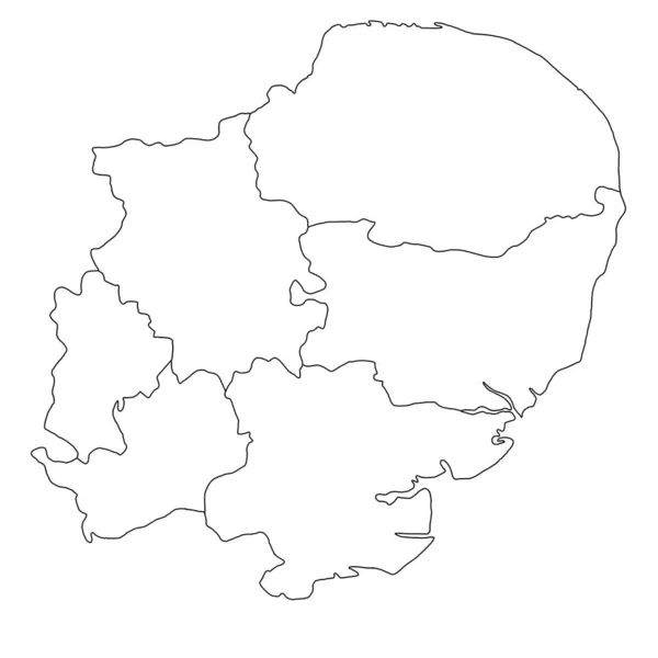 Kvalitní Nástin Mapy Východu Anglie Region Anglie Hranicemi Obřadních Krajů Stock Snímky