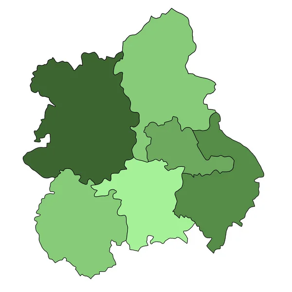 英格兰西米德兰绿色地图 Green Map West Midlands 是英格兰的一个地区 与礼仪县接壤 颜色各异 — 图库照片#