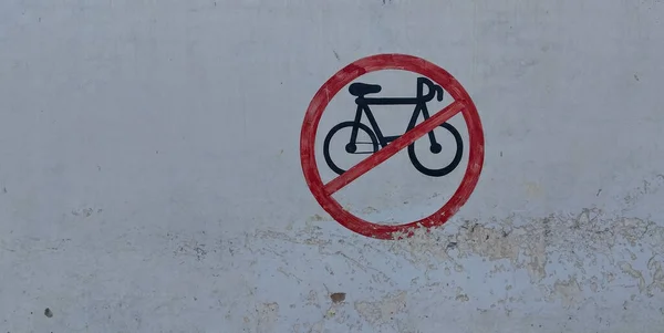 Cartello Non Consentito Ciclo Sulla Parete Segnaletica Ciclismo Vietata Fobidden — Foto Stock