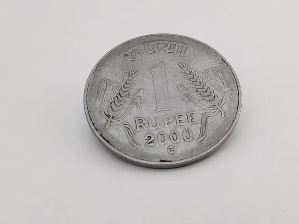 Рупия Индийская Монета Белом Фоне — стоковое фото