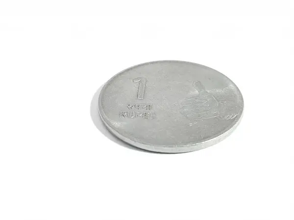 Подряпана Рупія Індійська Монета Ізольована Білому Тлі — стокове фото