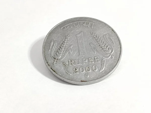 Rupie Indické Mince Izolované Bílém Pozadí — Stock fotografie